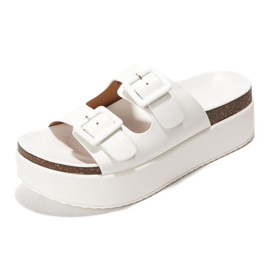 Women's | Wedge Platform Sandals | Vegan Leather Upper | Memory Foam | Non-Slip - Softy
