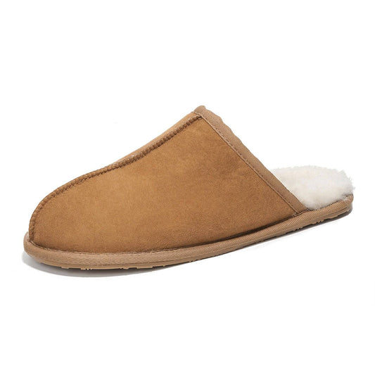 Men's | Genuine Sheepskin Upper House Slippers | Memory Foam | Lightweight | Non-Slip - Colin