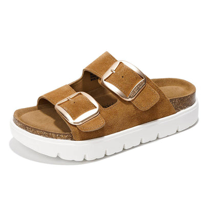 Women's | Genuine Leather Platform Sandals | ProjectPlush | Non-Slip - Greece Chunky