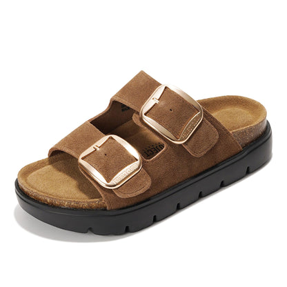 Women's | Genuine Leather Platform Sandals | ProjectPlush | Non-Slip - Greece Chunky