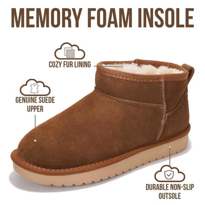 أحذية نسائية | بوت للكاحل من جلد الغزال الطبيعي 100% | مقاوم للماء | بروجكت بلاش | خفيف الوزن | مانع للانزلاق - هيبي