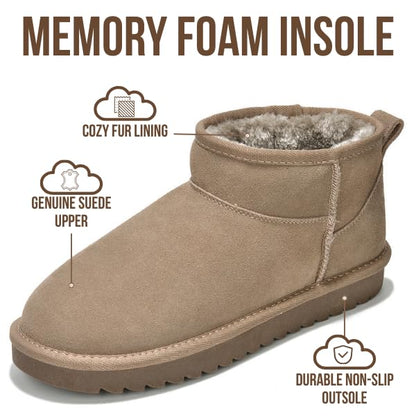 أحذية نسائية | بوت للكاحل من جلد الغزال الطبيعي 100% | مقاوم للماء | بروجكت بلاش | خفيف الوزن | مانع للانزلاق - هيبي