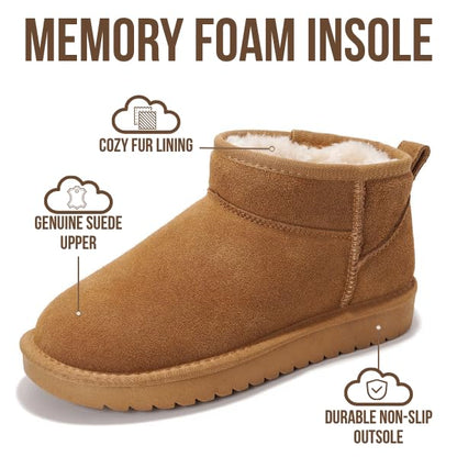 أحذية نسائية | بوت للكاحل من جلد الغزال الطبيعي 100% | مقاوم للماء | بروجكت بلاش | خفيف الوزن | مانع للانزلاق - هيبي