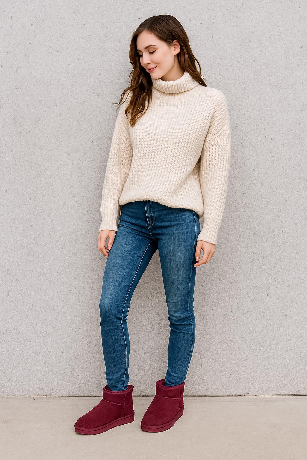 أحذية نسائية | بوت للكاحل من جلد الغزال الطبيعي 100% | مقاوم للماء | بروجكت بلاش | خفيف الوزن | مانع للانزلاق - هيبي