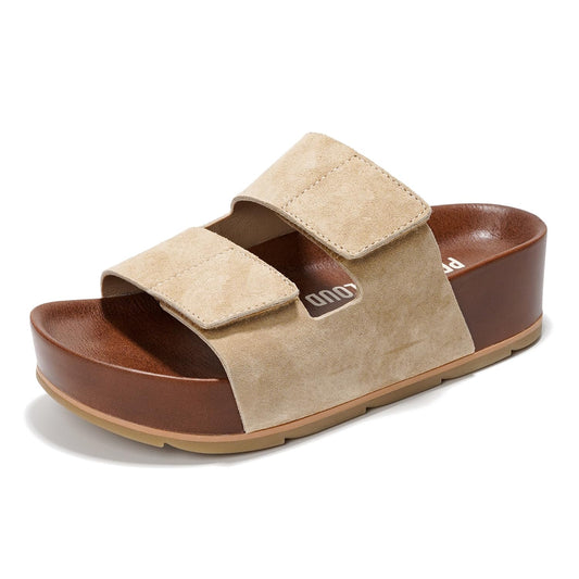 Women's | Genuine Leather  Platform Sandals | Memory Foam Insole | Non-Slip - Pismo