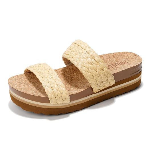 Women's | Vegan Leather Wedge Sandals | Memory Foam | Lightweight | Non-Slip - Riptide