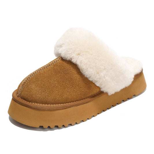 Women's | 100% Genuine Suede Platform Slippers | Memory Foam | Non-Slip - Viki